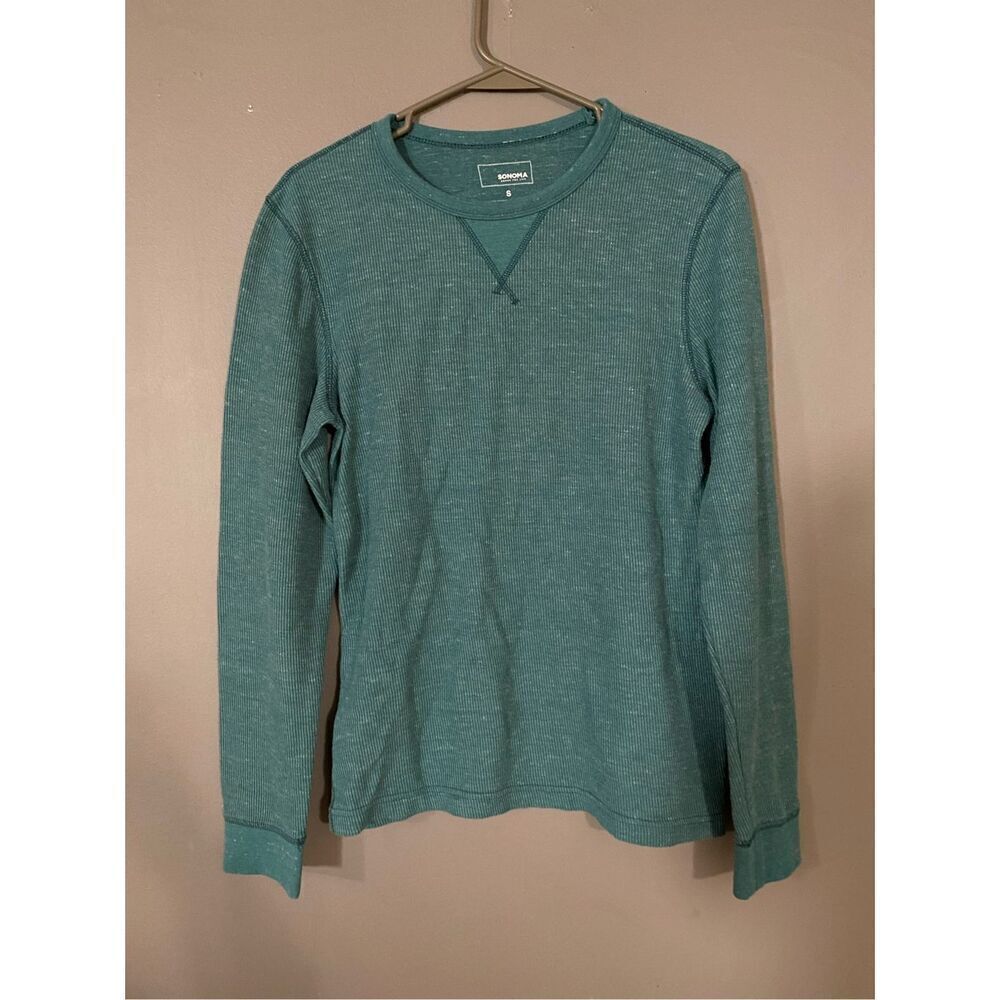 Sonoma Thermal Shirt  Green Thermal Waffle Weave Long Sleeve Small